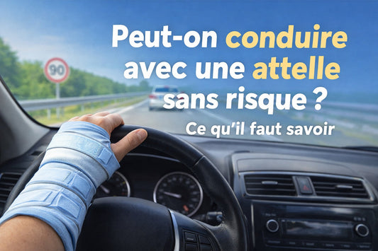 Personne portant une attelle au poignet tenant un volant de voiture