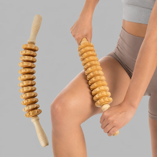 Rouleau de Massage Cellulite en Bois – Drainage Lymphatique & Anti-Cellulite | Posturovia