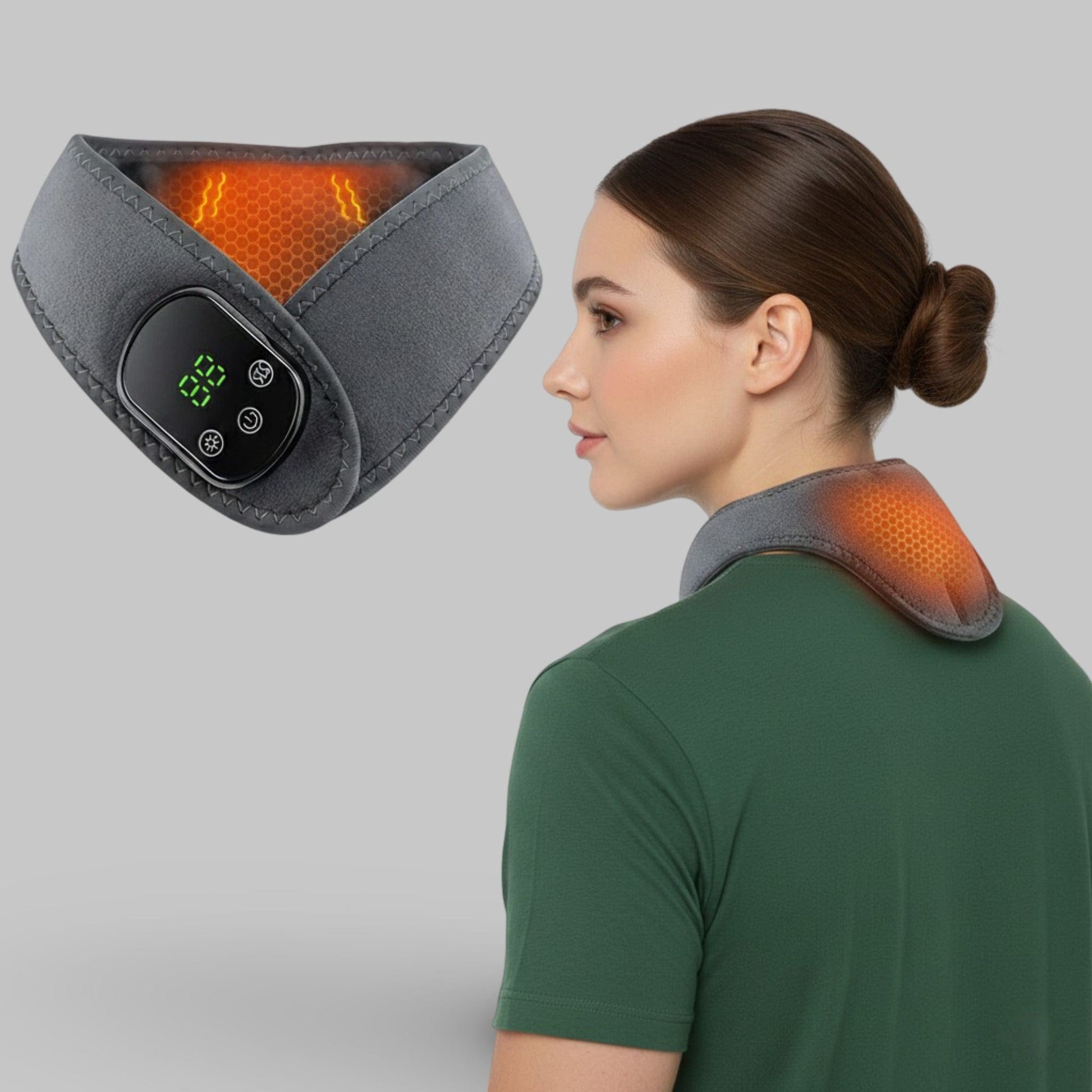 Collier cervical chauffant à vibration | Posturovia Gris