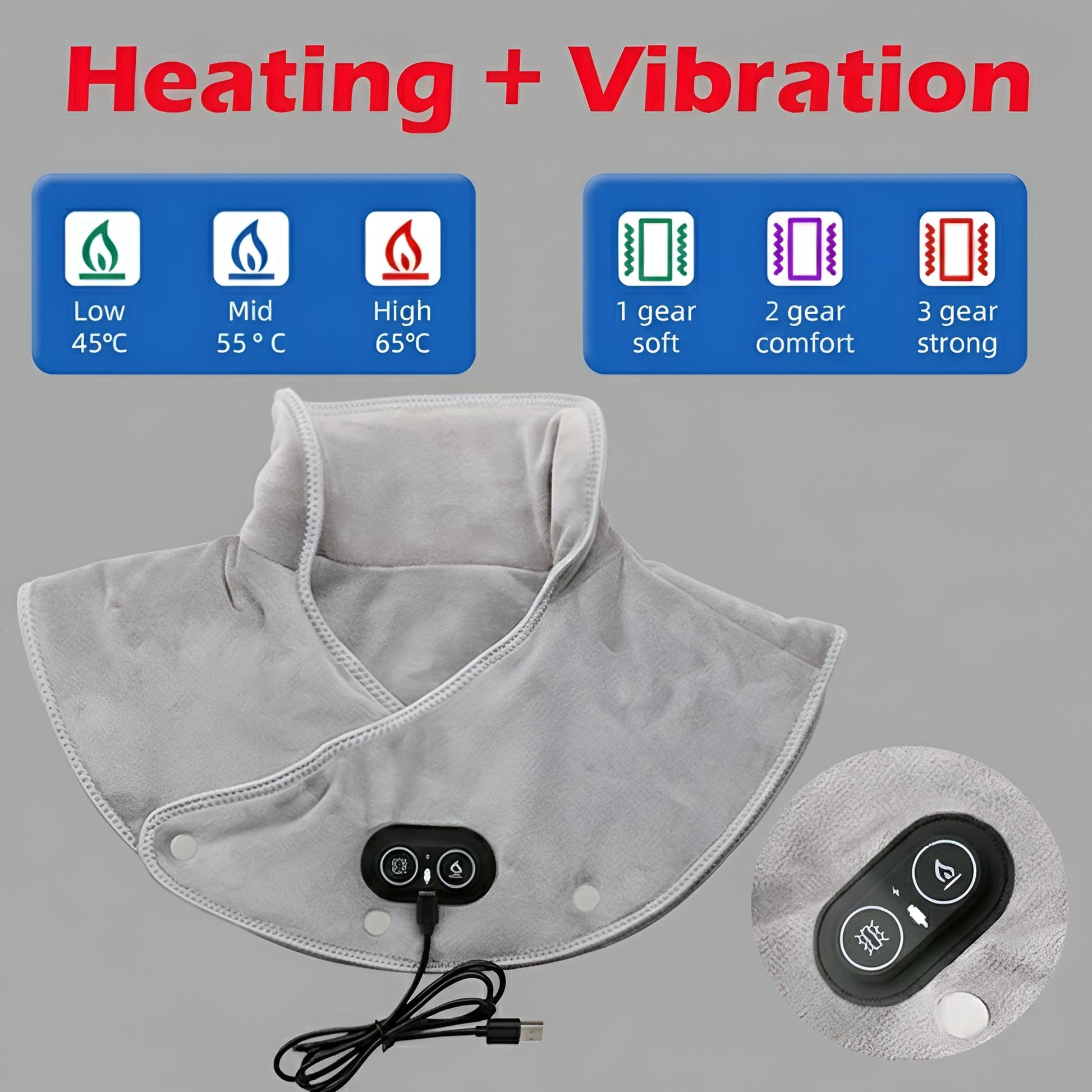 Collier Cervical Chauffant | Posturovia Chauffage avec massage par vibration