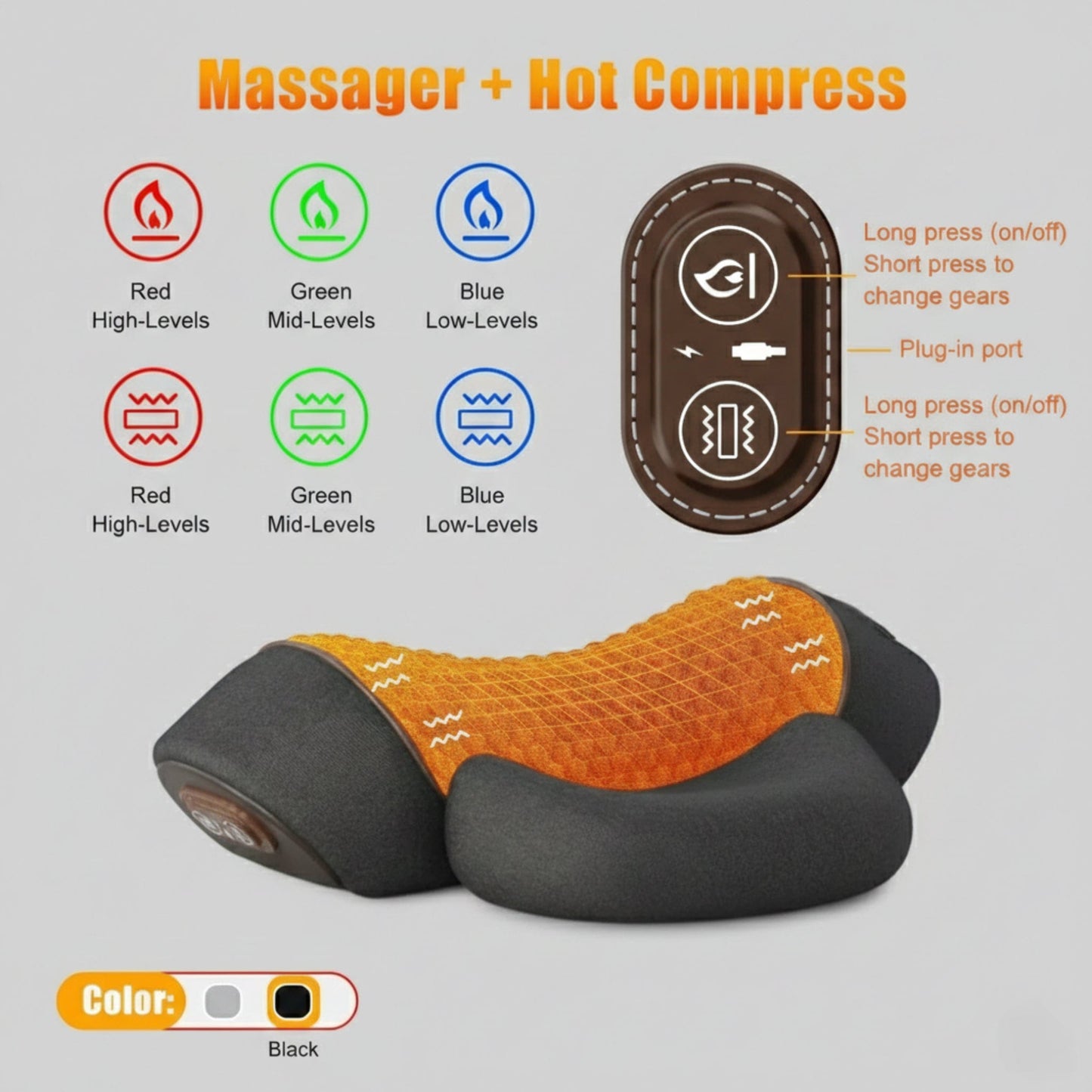 Oreiller Orthopédique Cervical  | Posturovia Massage chauffant intense